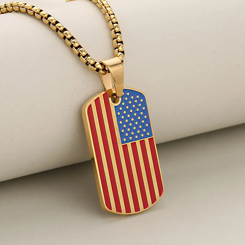 1 Piece 33.2*19.8mm 304 Stainless Steel American Flag Pendant Jewelry Accessories
