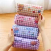 Cute Bear Pink Blue Plaid Large Capacity Brushes Pens Storage Bag Back to School Student Stationery