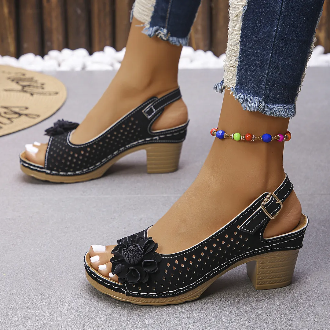Breakj Breakj Summer New Women's Slope And Thick-Soled Sandals Large-Size Fish Mouth Slope And Word Slope Heel Sandals