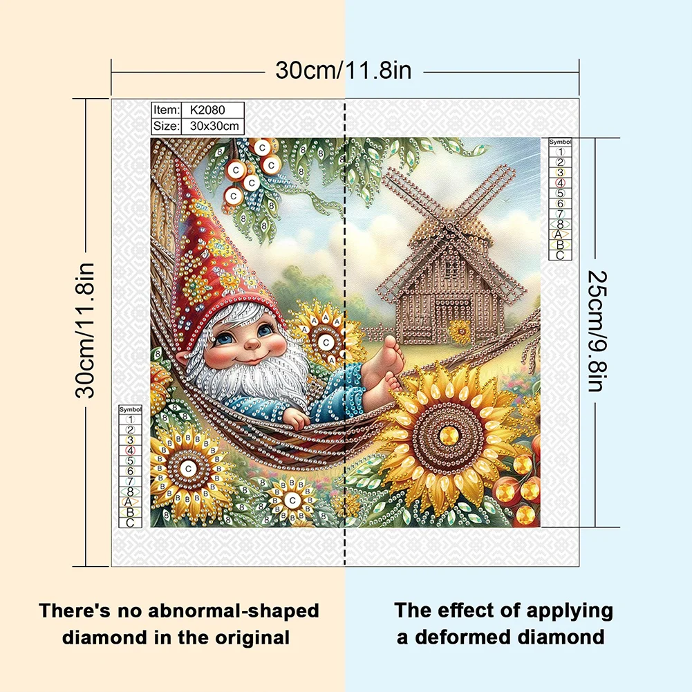 Diamond Painting - Partial Special Shaped Drill - Sunflower Gnome(Canvas|30*30cm)
