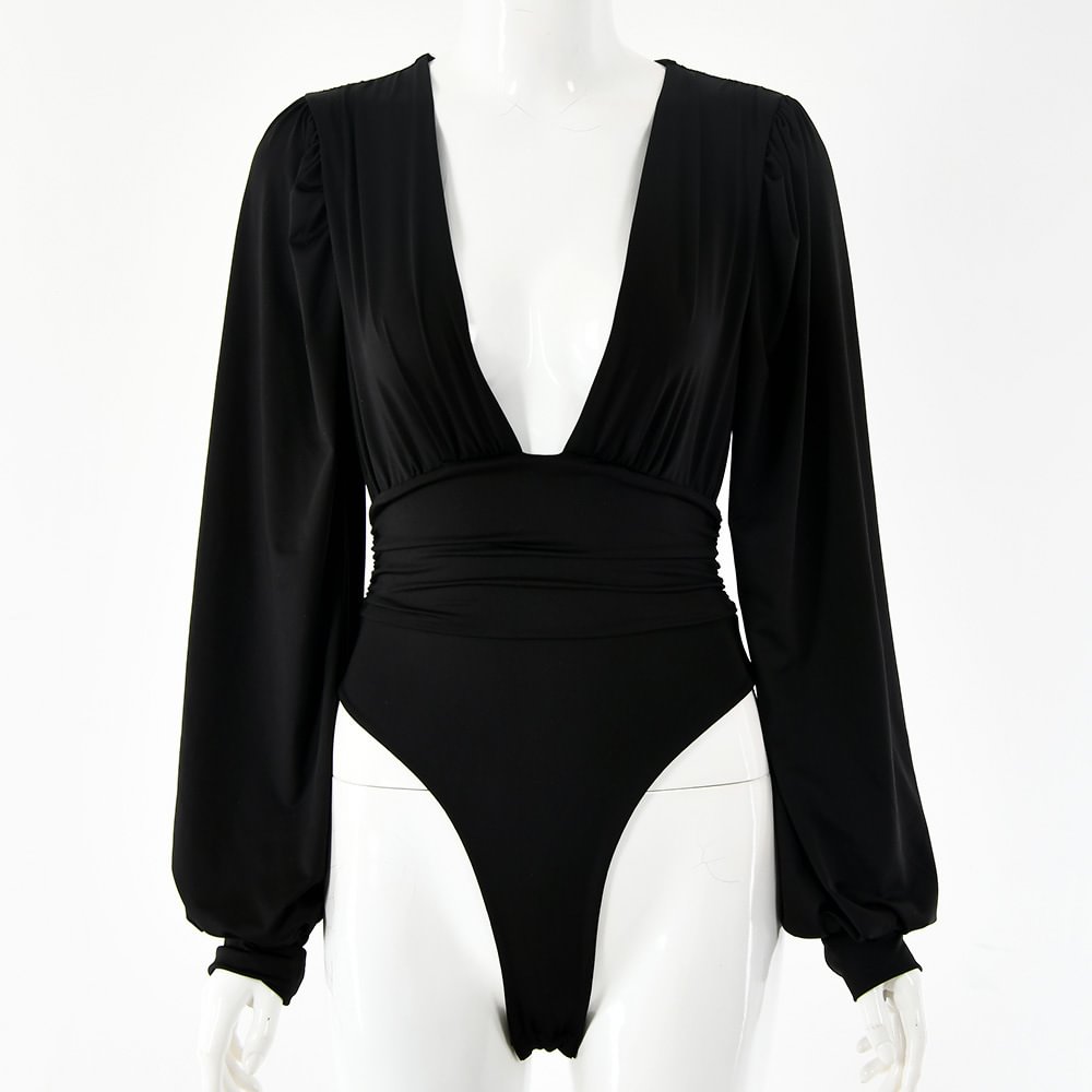 Trendy All-match Top Women's Long Sleeve Deep V Waist
