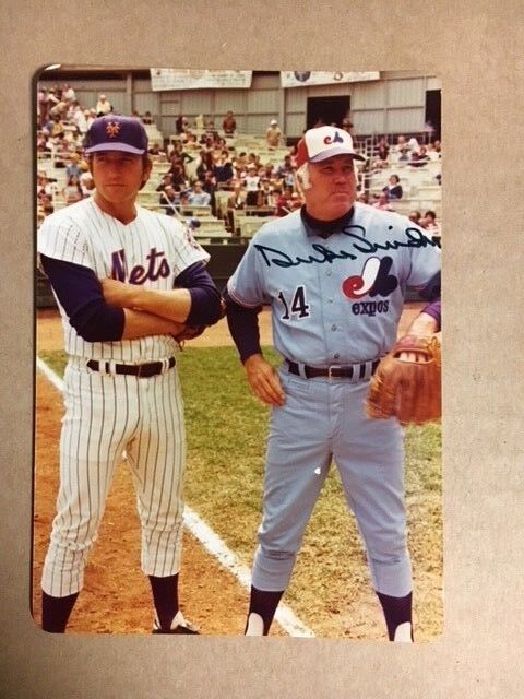 Duke Snider Expos Coach Autographed Photo Poster painting Postcard 1970s JSA Precertified Rare!