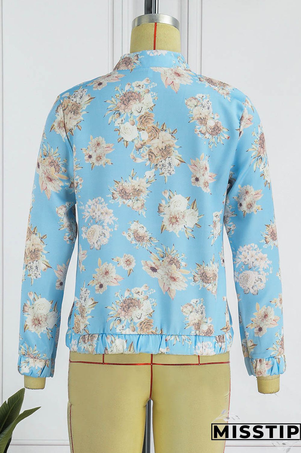 Blue White Casual Print Patchwork Cardigan Outerwear