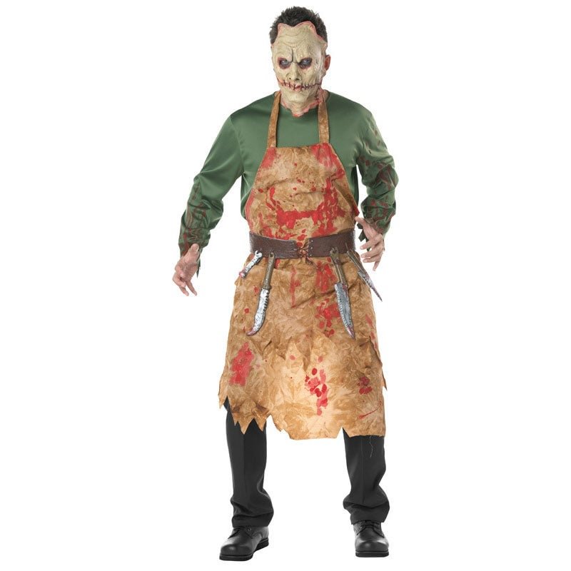 Halloween Men Bloody Butcher Cosplay Costume with Mask-Pajamasbuy