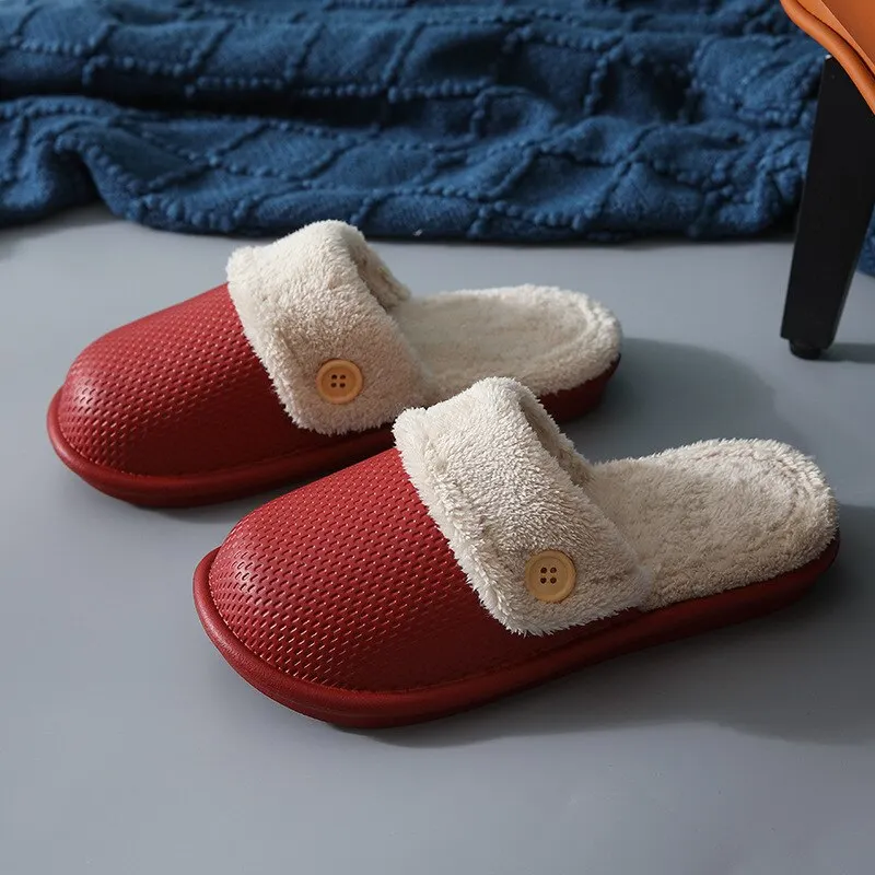 Eva Plush Lining Warmth Home Slippers Autumn Winter Wear Waterproof Thick-Soled Non-Slip Slippers Indoor Household Couple Shoes