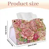 (24cm)Pink Pearl Rose Butterfly 24cm DIY Diamond Painting Rhinestones Decorative Tissue Box Reusable Crystal Mosaic PU Tissue Holder for Home Car Desk Decoration Craft