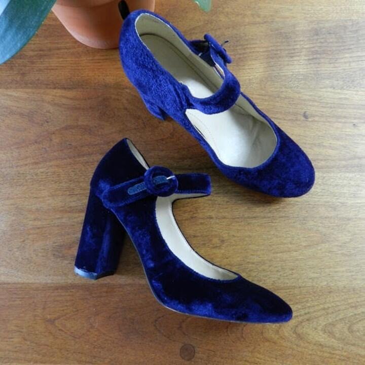 GOOSHOE Blue Mary Jane Chunky Heel Pumps