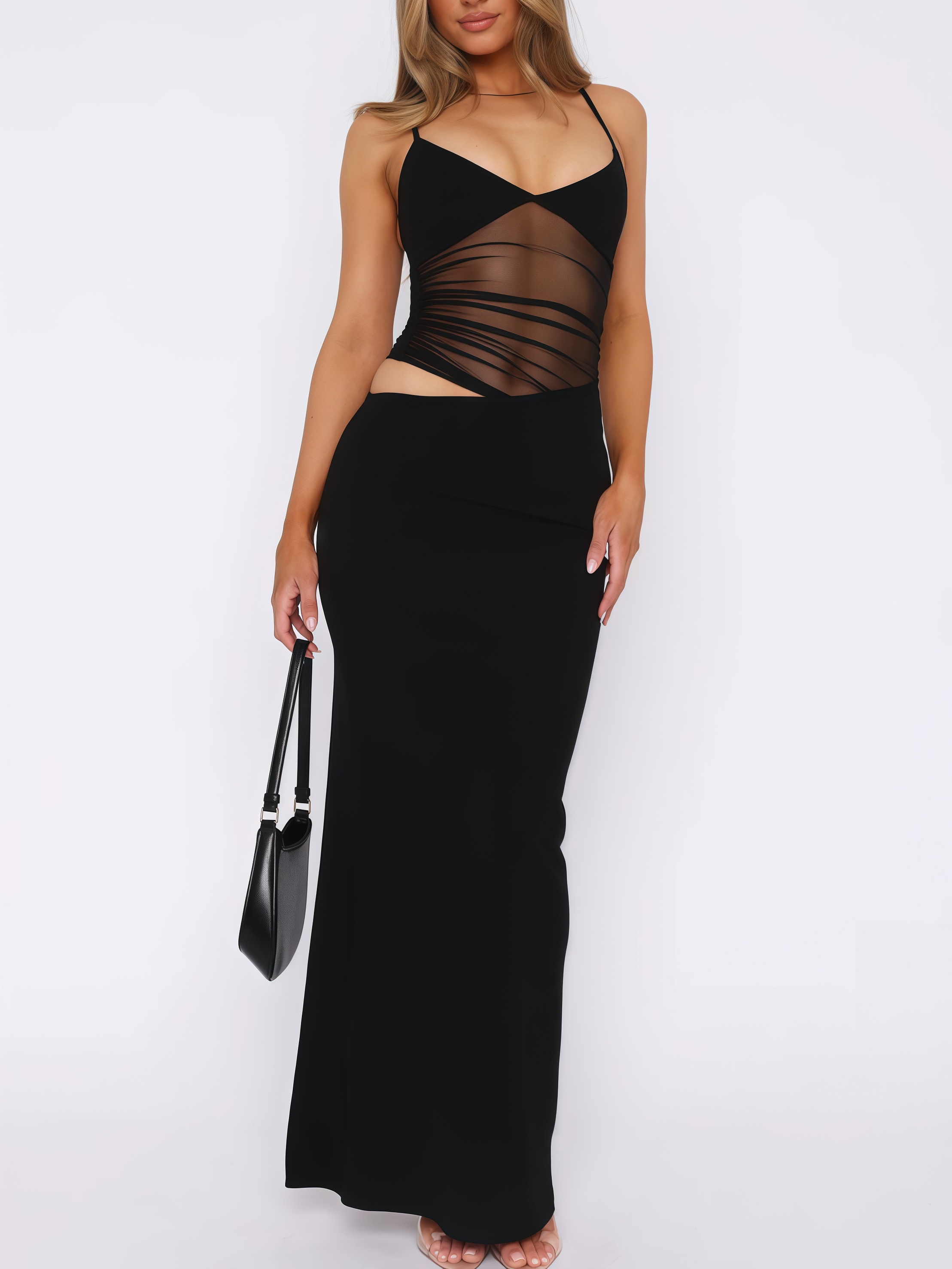 Spaghetti Strap Mesh Panel Two-Piece Dress Set - HIGIANNA&reg;
