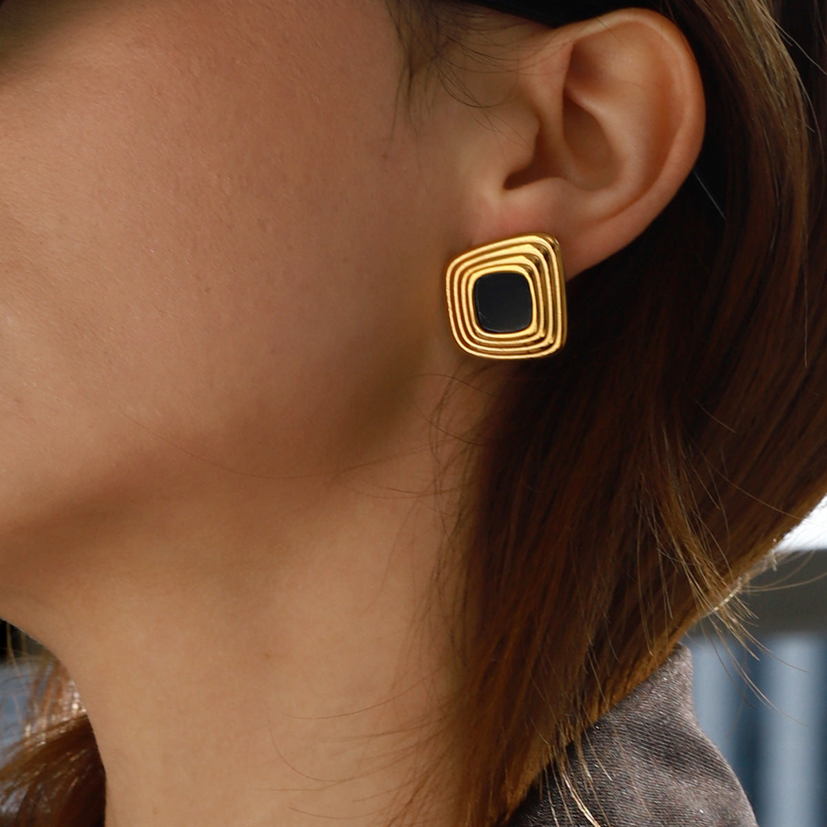 Jie Ding Resin Titanium Steel Earrings Female Earrings Stainless Steel