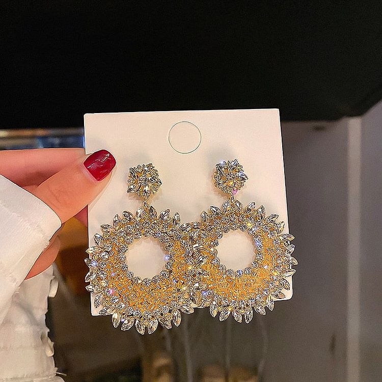 YOY-Fashion Oversized Hollow Round Alloy Drop Earrings