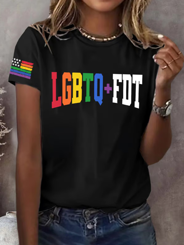Comstylish Womens Retro Lgbtq+fdt Print T-shirt