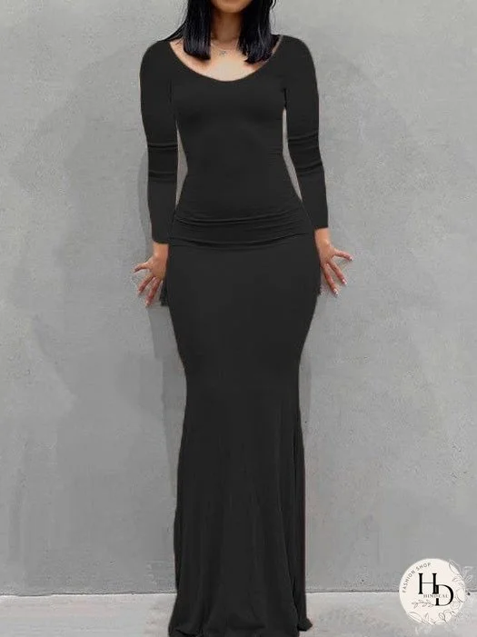 Stylish Long Sleeve Fitted Dress for Casual Wear