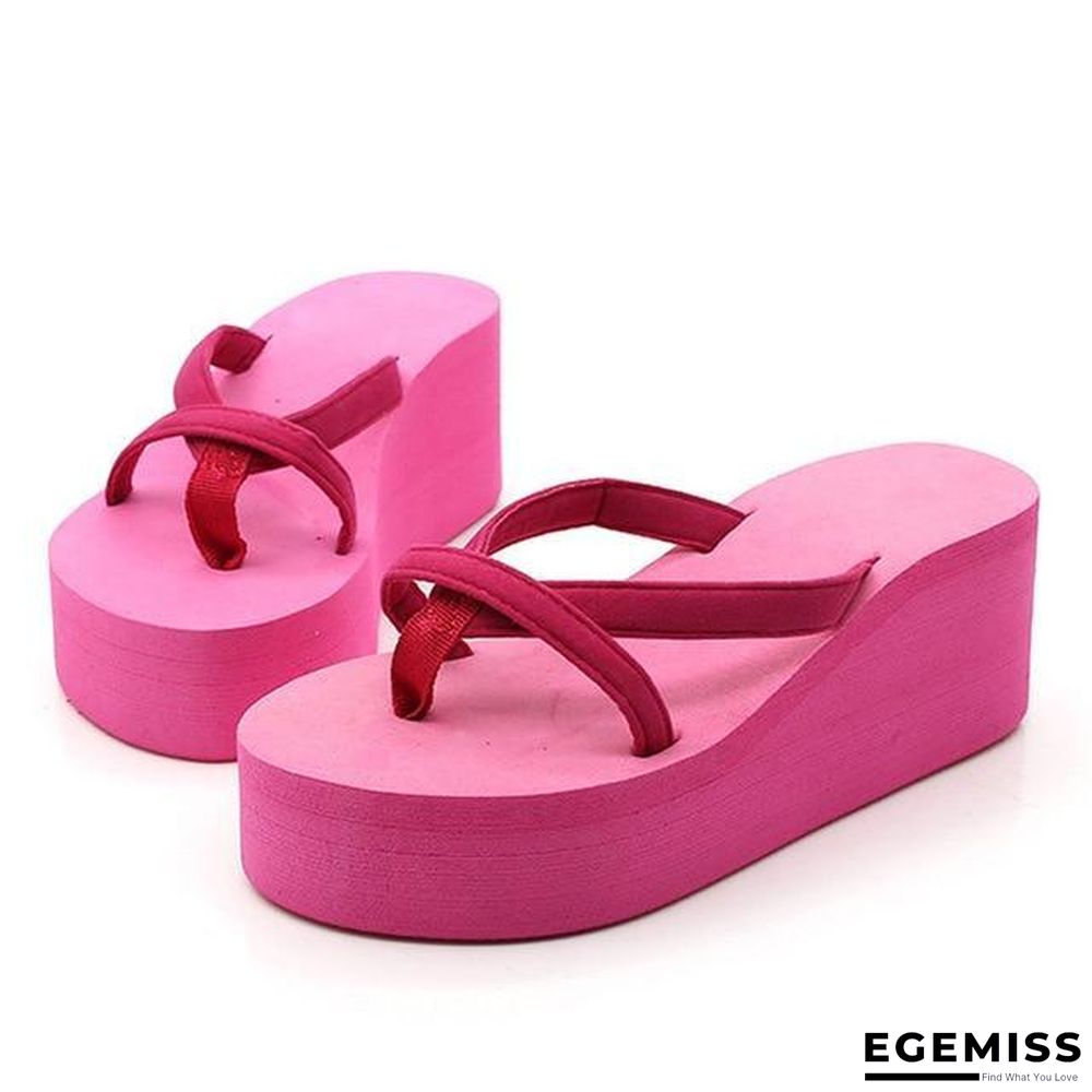 Women High Heel Wedges Sandals Platform Beach Flip Flops Slippers Solid Slides | EGEMISS