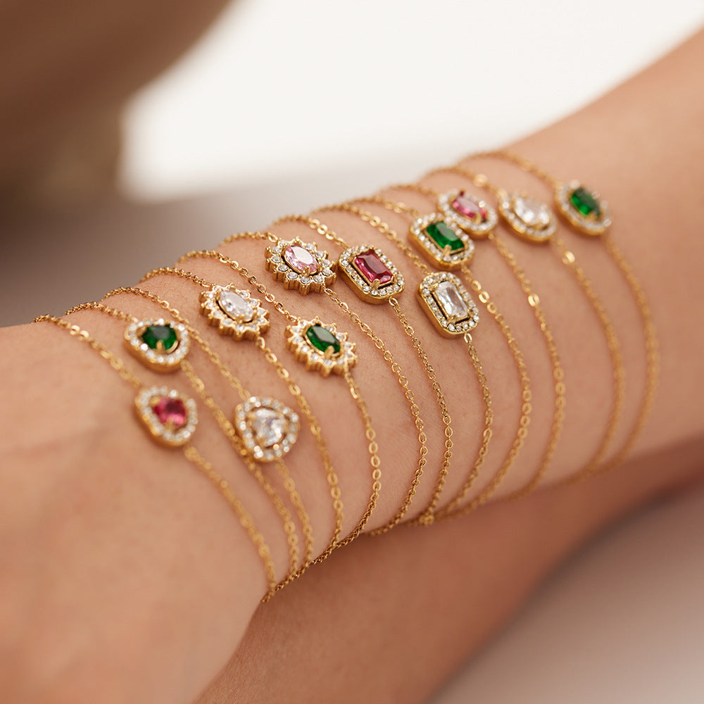 Women IG Style Circle Heart Six-Pointed Star Heart Geometric Stainless Steel Electroplating Bracelets