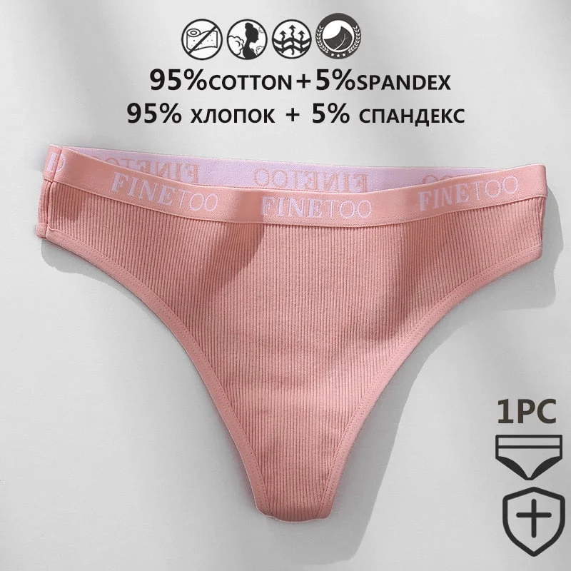FINETOO 1/2PCS G-string Women Cotton Thongs M-XL Design Letter Femme Underwear Sexy Panties Underpants Thong Pantys Lingerie