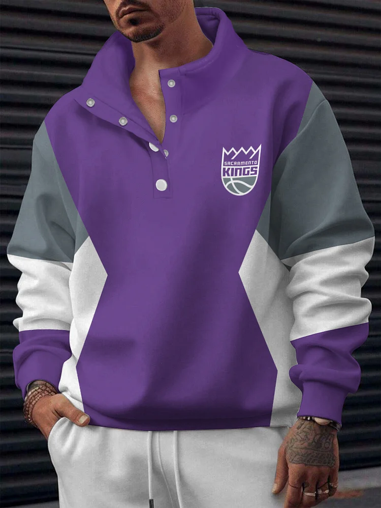 Sacramento Kings 2025 New Design Casual Snap Mockneck Pullover