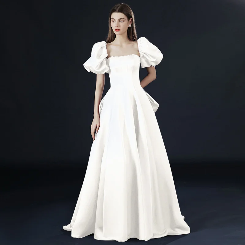 Uveng Uveng Shoulder Evening Dress 2025 New Atmospheric Long Dress Annual Conference Host Graduation Party Dress