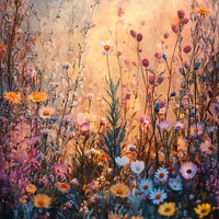 Dreamy Wildflower Landscape - Diamond Painting