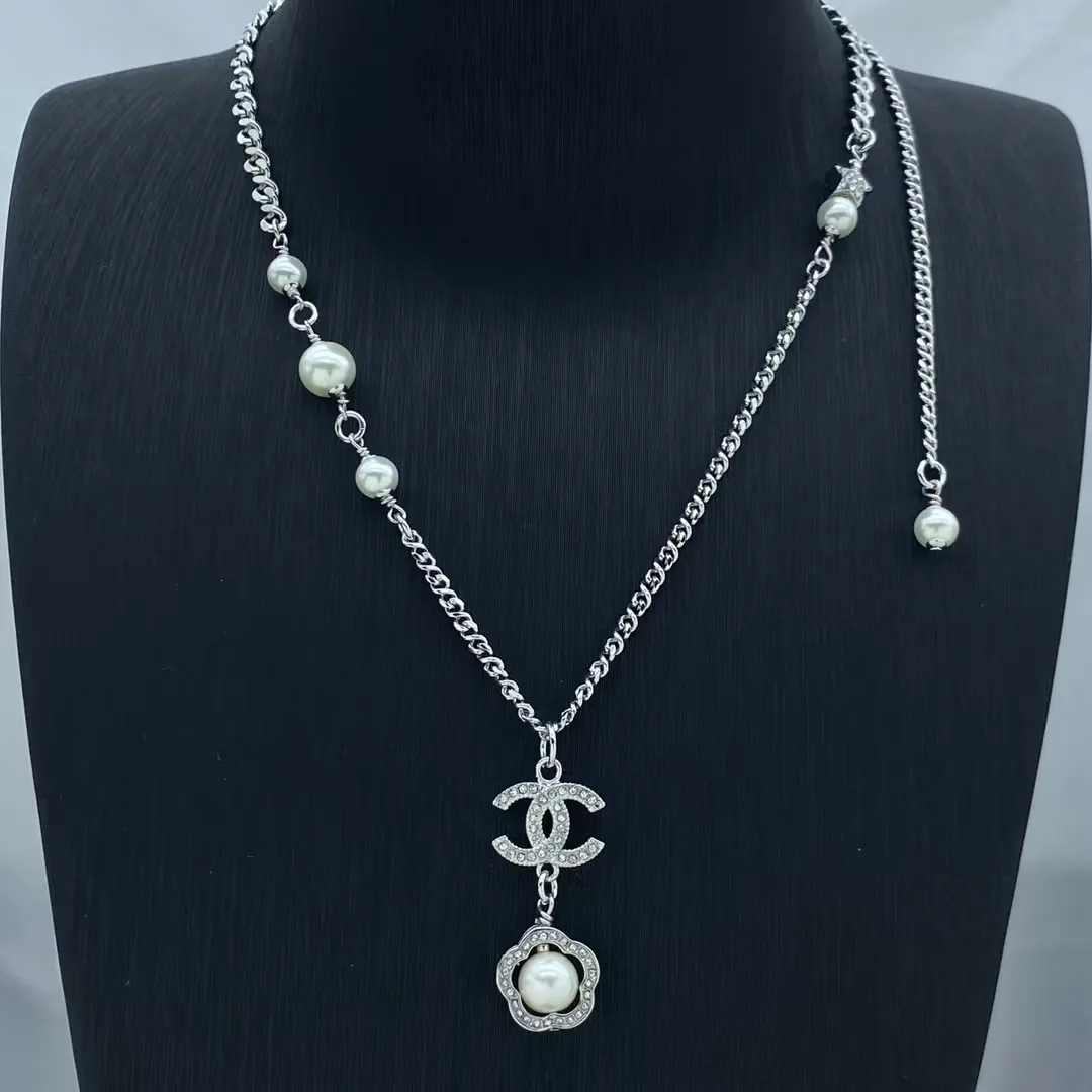 Chanel Flower Drop Pendant Long Necklace