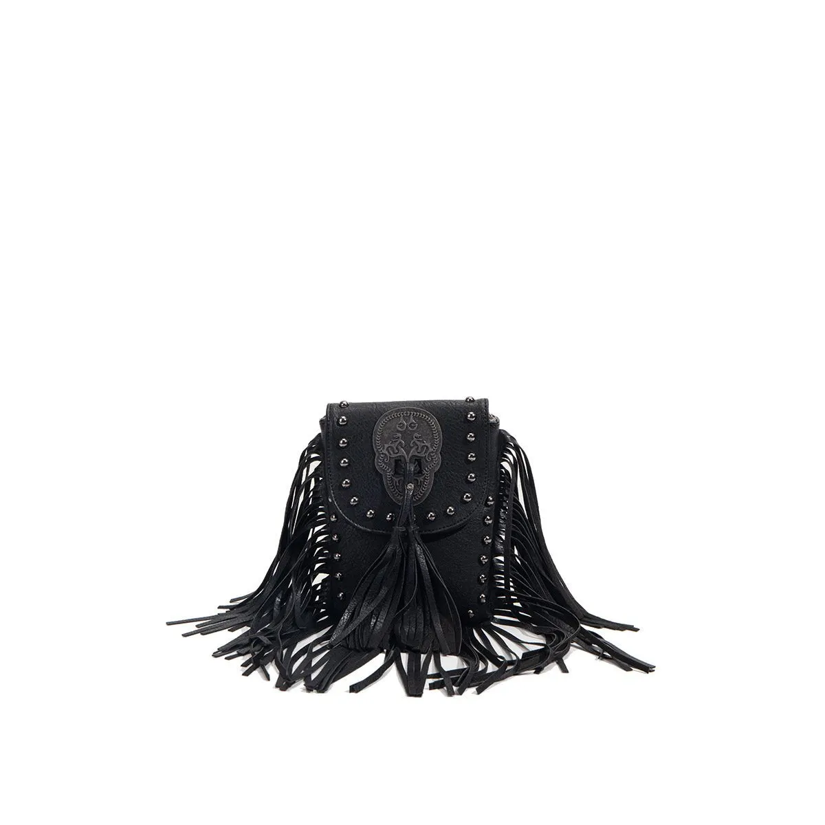 Fashion Women's Rivet Tassel Small Mobile Phone Bag Casual Thin Chain Shoulder Slung Women's Bag