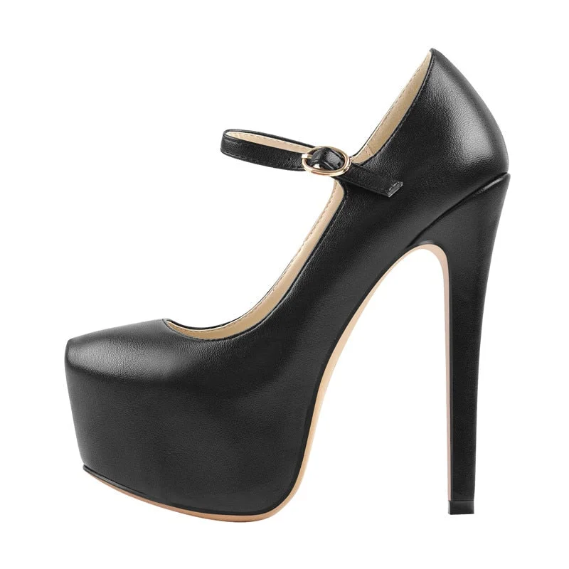 Onlymaker Women Mary Jane Platform Pumps Ankle Strap Stiletto 15~16cm High Heels Dress Buckle Shoes Large Size US5~US15