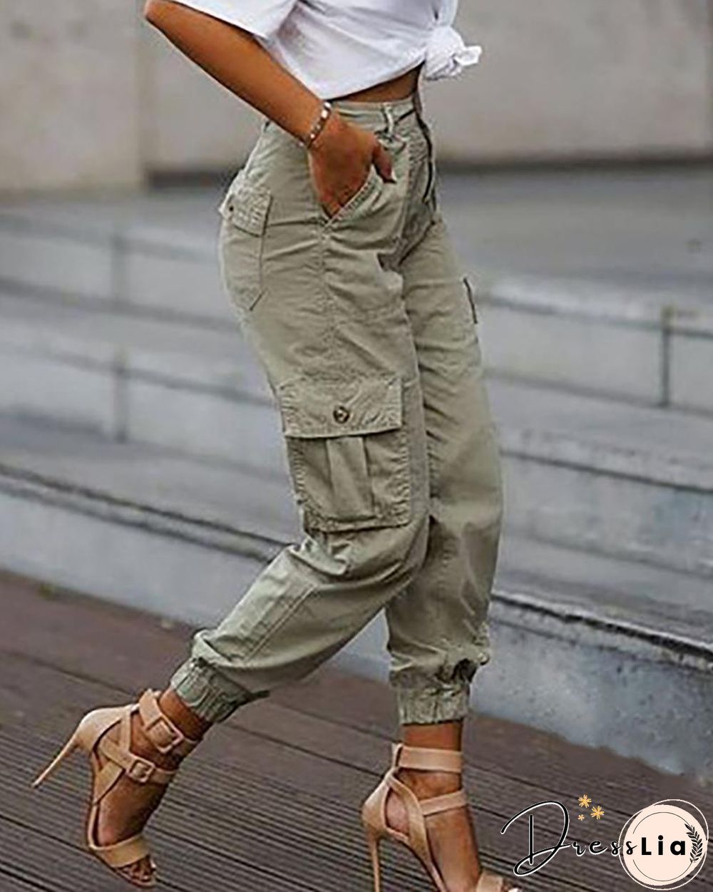 Plain Pockets Design Cargo Pants P14012