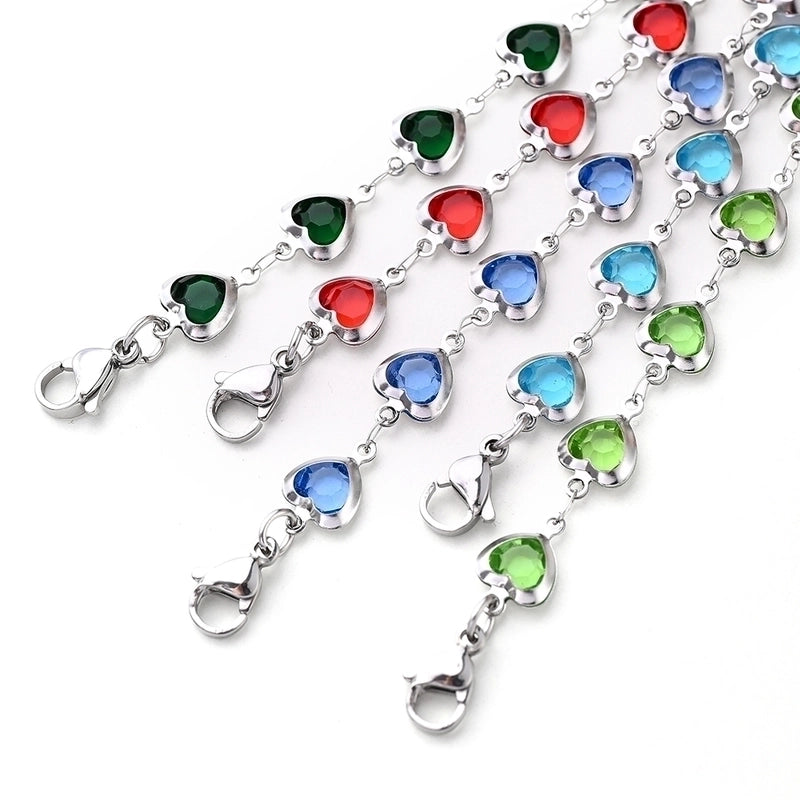Ethnic Style Classic Style Artistic Heart Shape Simple Transparent 304 Stainless Steel Glass Bracelets In Bulk
