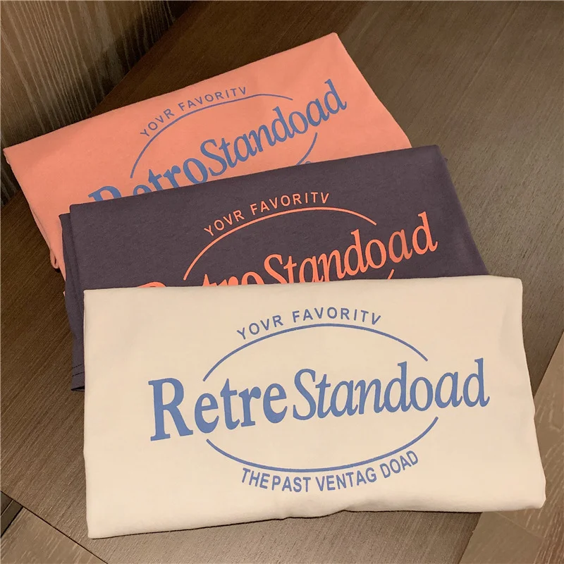 Uveng Uveng 2024 New Korean Version Retro Medium Long BF Wind Loose Large Size Net Red Ins Short Sleeve T Shirt Top Women