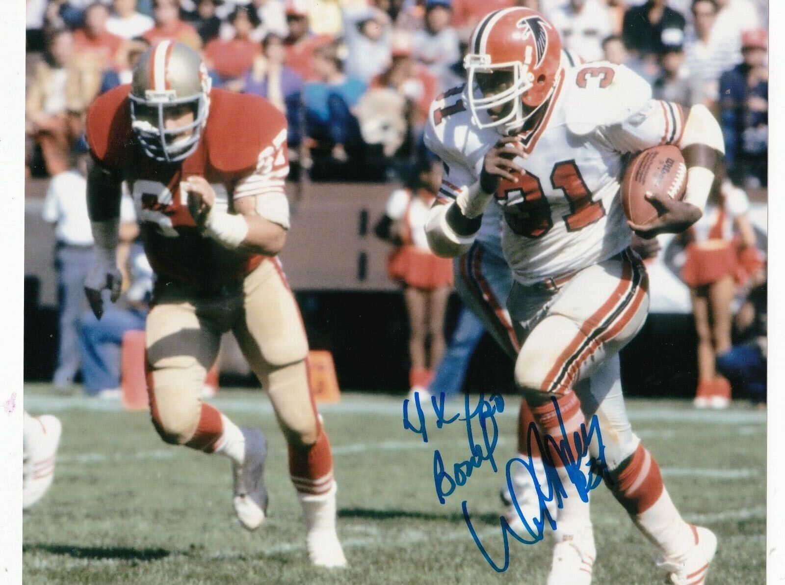 WILLIAM ANDREWS ATLANTA FALCONS 4 X PRO BOWL ACTION SIGNED 8x10 Photo Poster painting