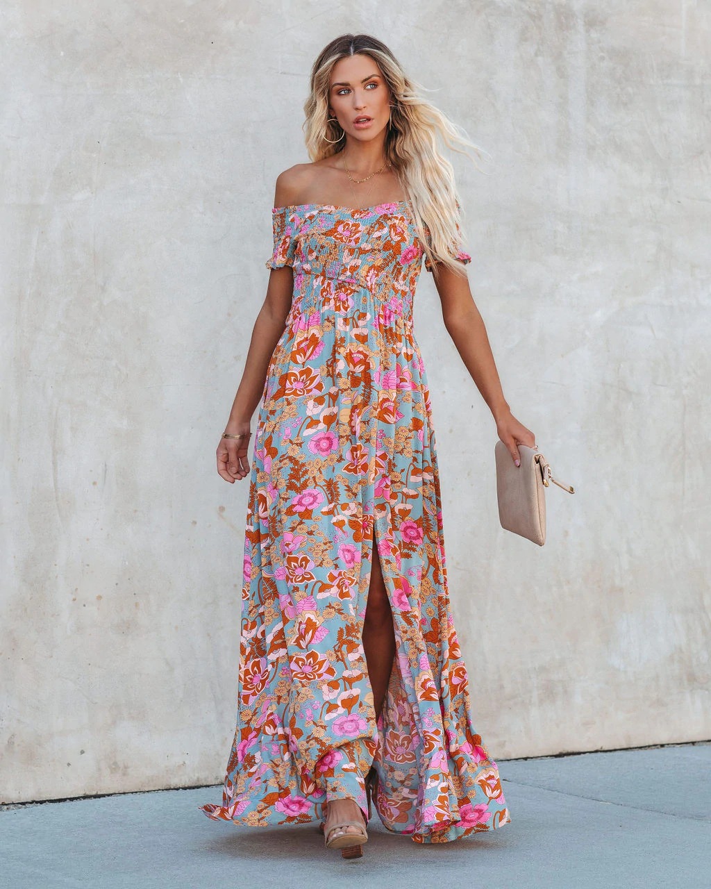  thdmladies Here She Comes Off White Floral Print Maxi Dress thedmladies