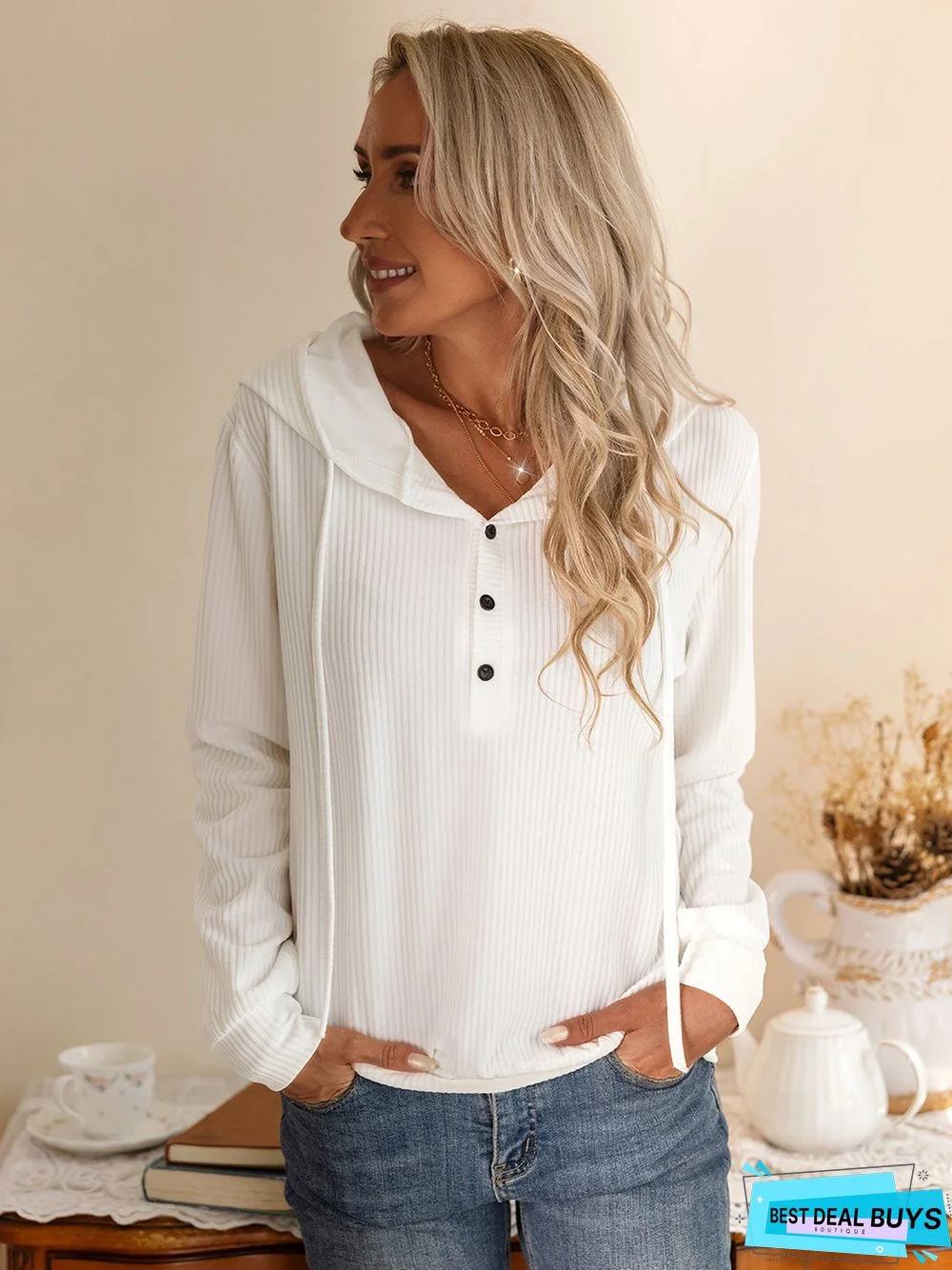 Casual V Neck Plain shirt & Tunic Top