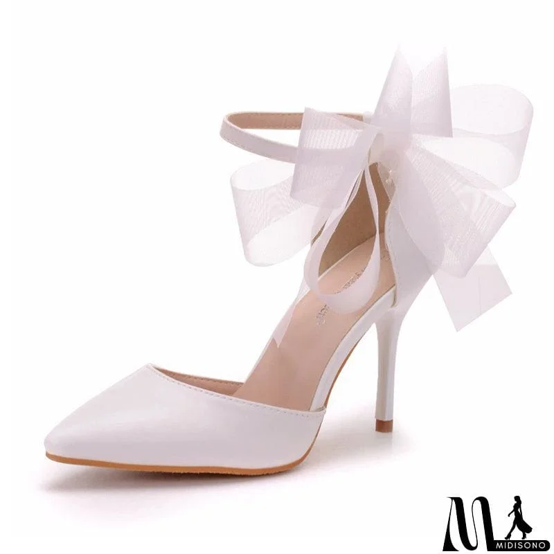 MidiSono - Sexy Fire Red&White Butterfly Floral Pointed Toe Party High Heel Pumps