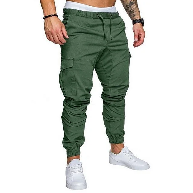 Men's Sports &amp; Outdoors Skinny Sporty Full Length Pants Casual Daily Plain Cotton Outdoor Mid Waist
