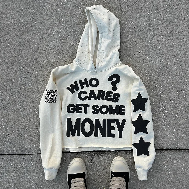Chasing Money Print Graphic Oversized Pullover Hoodie