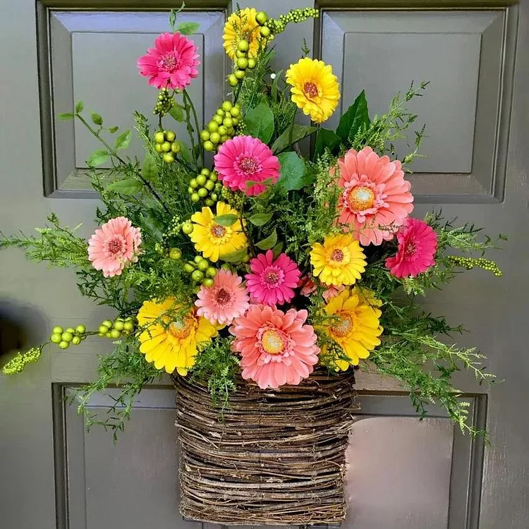 💐Gerbera daisy door basket-The flowerpot door wreath is unique!