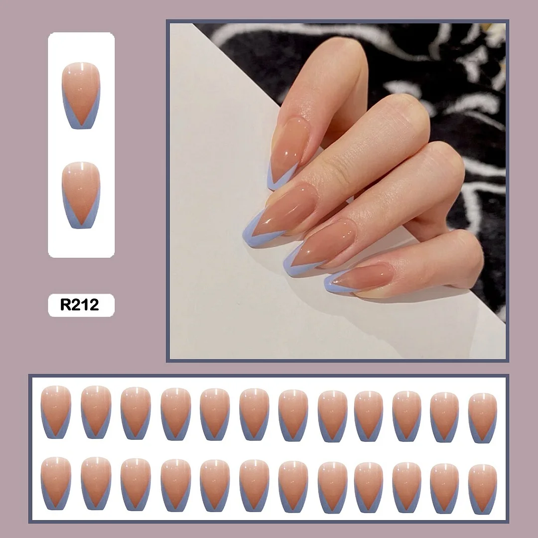 French V Simplicity Elegant Trapezoidal Wearable Fake Nails-Nail Inspo