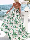 Split-Size Floral Printed Condole Belt Maxi Dresses