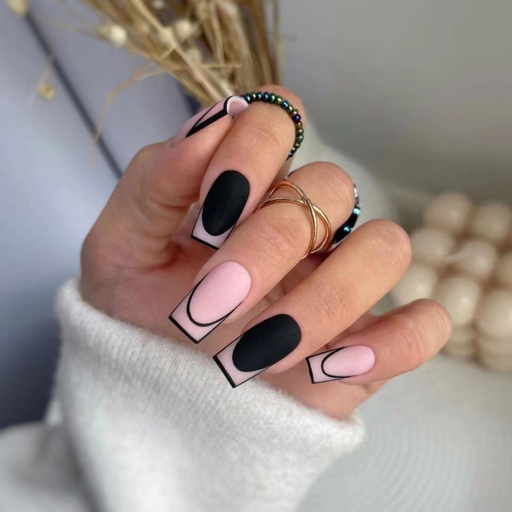 Valentine's Day Collection French Fake Nails Square Head Full Cover Press on Nails Wearable Manicure Ballerina False Nail Women