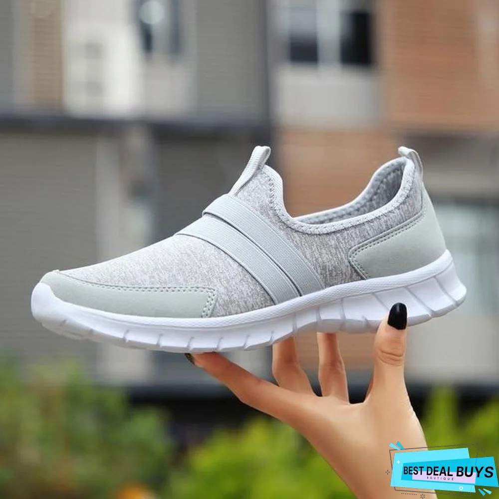 Women Slip On Loafers Plus Size Breathable Mesh Ballet Sneakers Flat Shoes