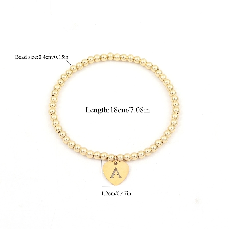 304 Stainless Steel Copper Beaded Letter Heart Shape Bracelets