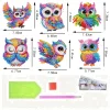 (US Local)6Pcs Acrylic  Owls Diamond Painting Fridge Magnet for Fridge Whiteboard