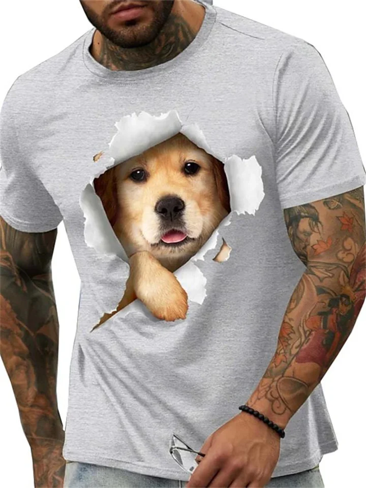 Men's T shirt Tee Graphic Tee Cool Shirt Animal Dog Graphic Prints Crew Neck Hot Stamping Street Vacation Short Sleeves Print Clothing Apparel Designer Basic Modern Contemporary-Cosfine