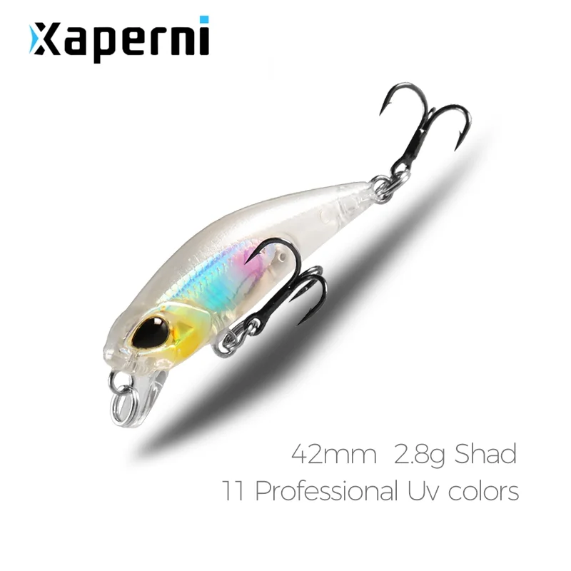 Xaperni Fishing lures 42mm 2.8g Artificial Baits with VMC Hooks slow Sinking Hrard lure wobblers fishing tackle