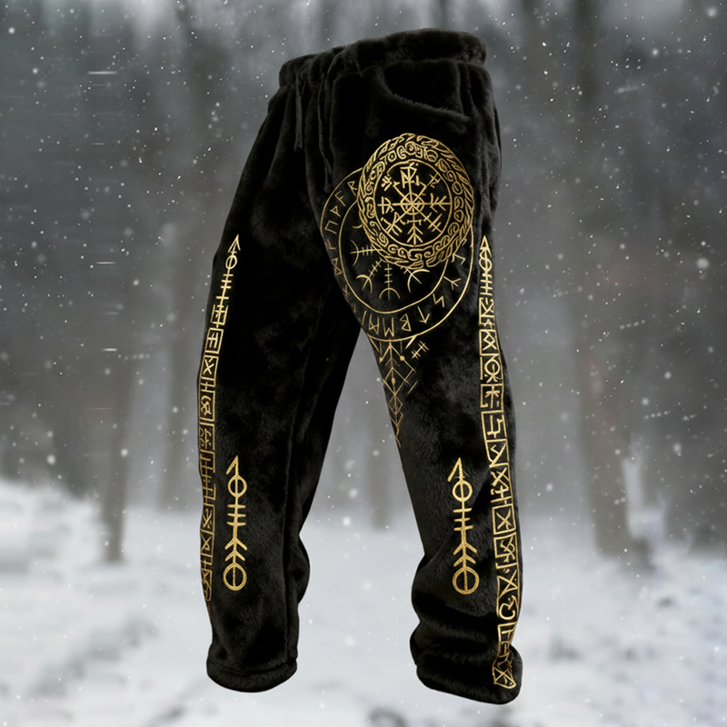 Men's Viking Totem Art Casual  Flannel Pants elevenforest