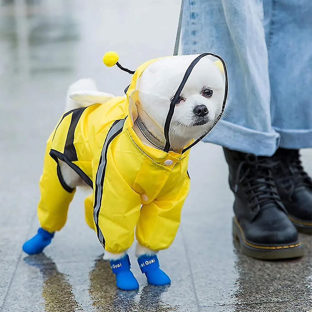 Dog Raincoat - Waterproof Dog Raincoat With Hooded Poncho And Reflective Strip