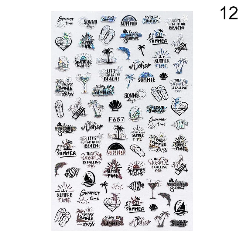 1PC Succulent Plants Flower 3D Nail Sticker Spring Floral Leaves Adhesive Transfer Decals Slider DIY Nail Art Decoration-Nail Inspo