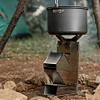 Folding Firewood Stove Stainless Steel BBQ Rocket Stove for Traveling BBQ Picnic