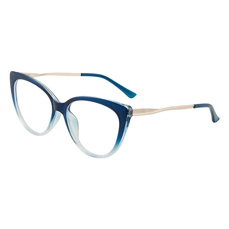 New Retro Cat’s Eye Frame Glasses Stylish Simple And Versatile Metal Leg Anti-Blue Ray Plain Glasses Tide