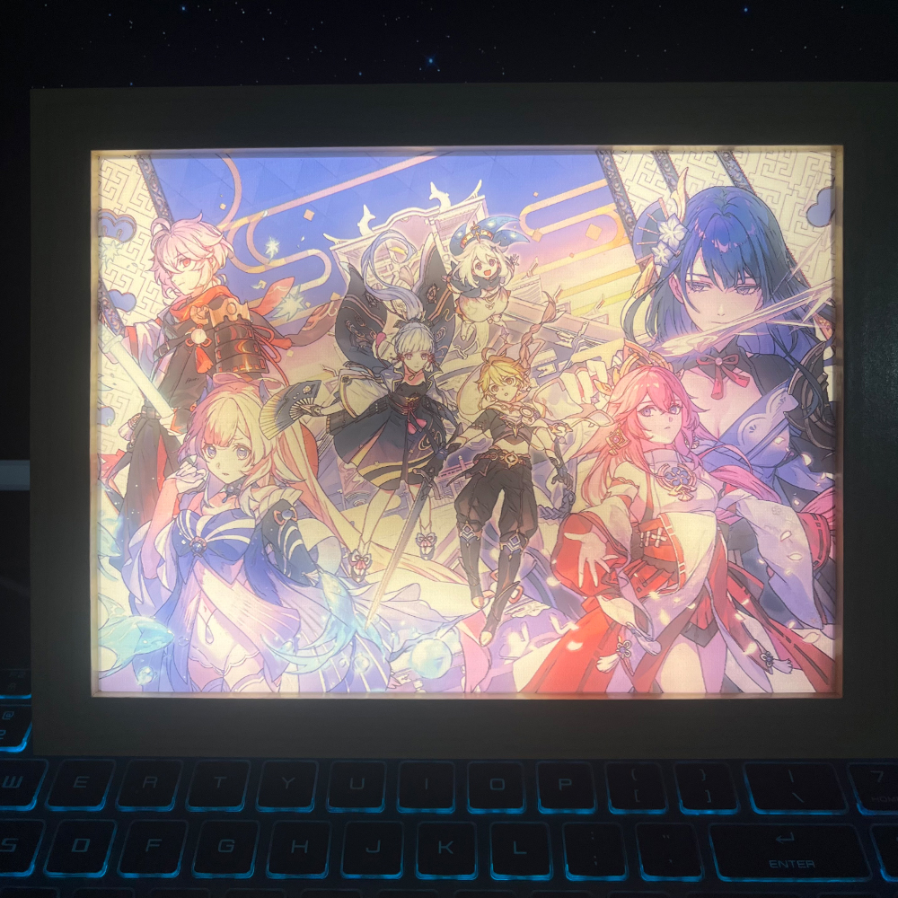 Art Light Painting 3D Lamp Genshin Impact Raiden Inazuma Bedroom Deco Design Night Frame Anime Ornaments Figure Christmas Gift