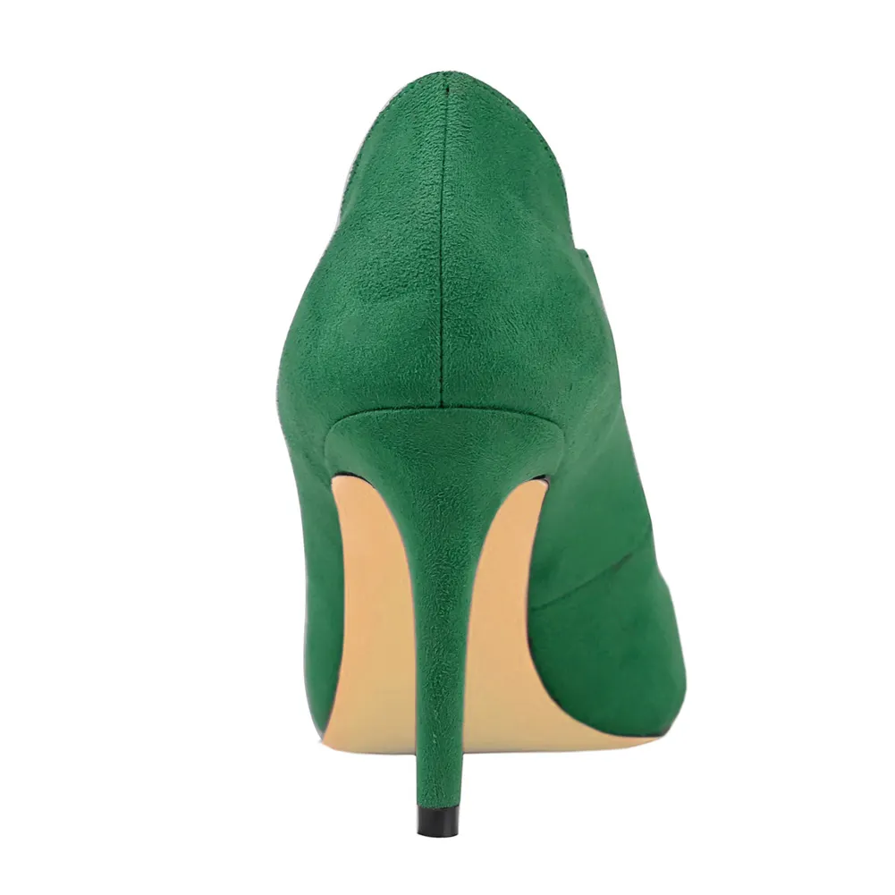 3.54" Women's Heeled Party Pumps Suede Heels-vocosishoes